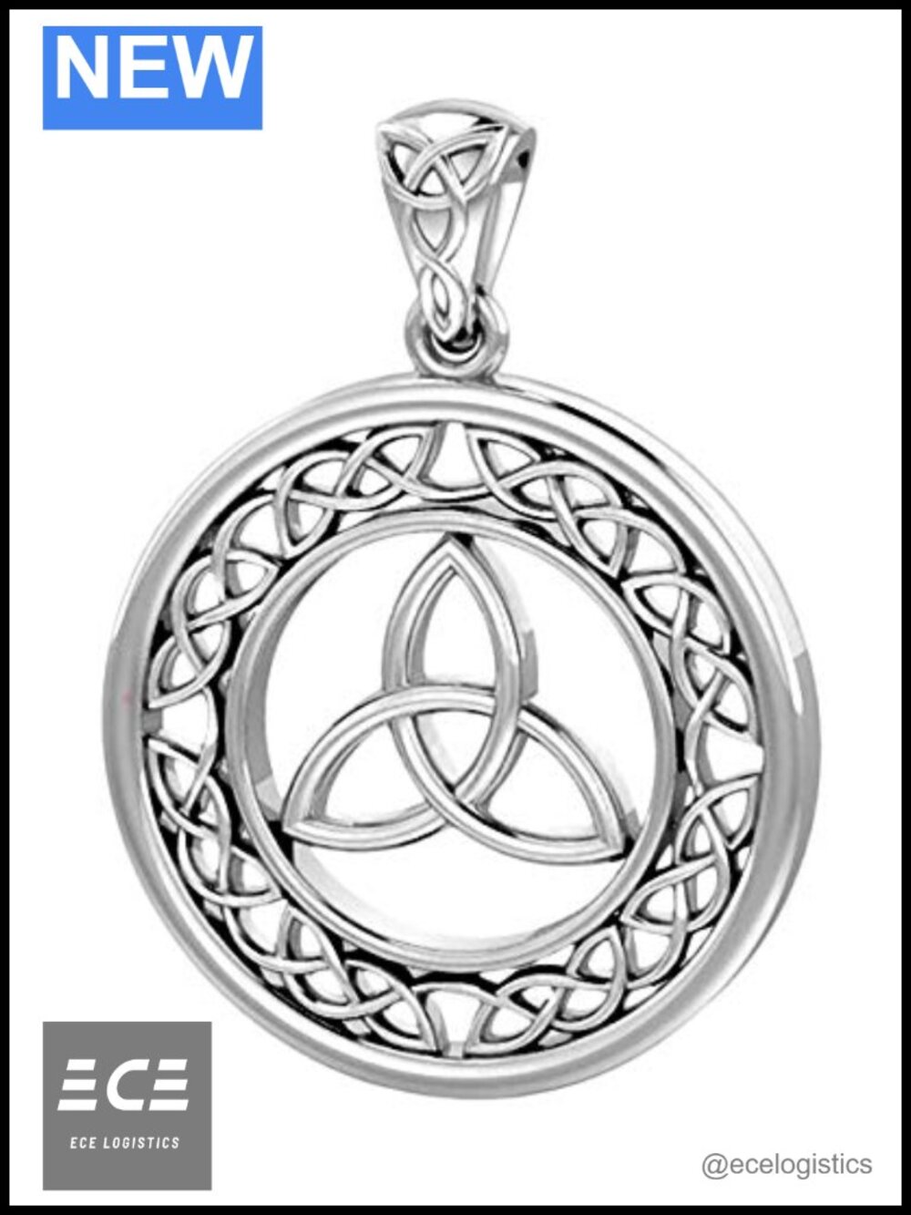 925 Sterling Silver Celtic Trinity Love Knot Pendant Necklace Jewelry